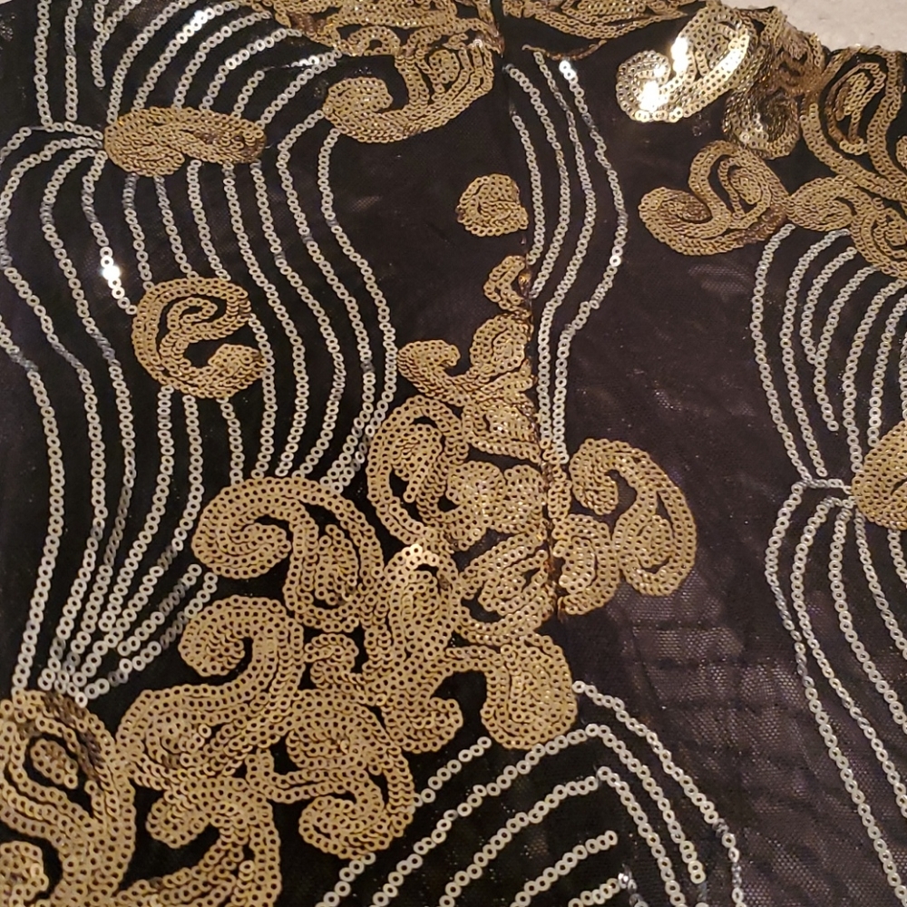 Black silver and gold sequin dress